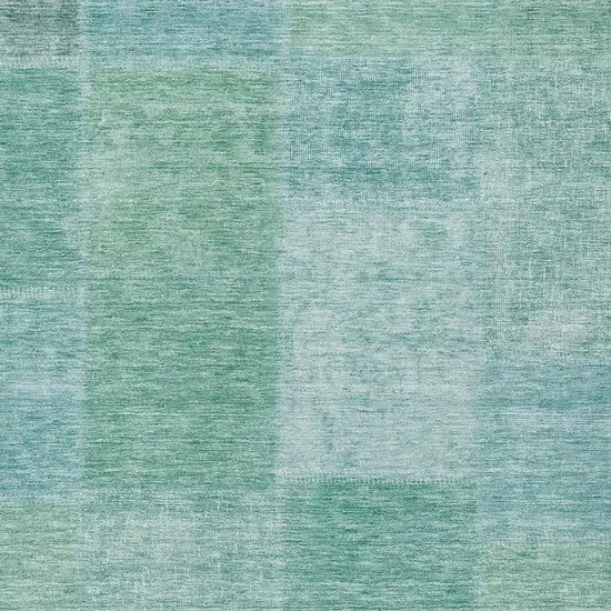 Teal Blue Sage And Green Patchwork Washable Indoor Outdoor Area Rug Photo 6