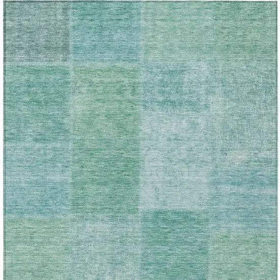 Teal Blue Sage And Green Patchwork Washable Indoor Outdoor Area Rug Photo 7