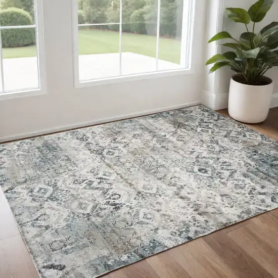 Teal Diamond Viscose Rug Photo 1