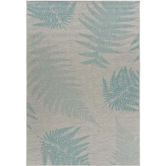 Teal Fern Leaves Indoor Outdoor Area Rug Photo 6