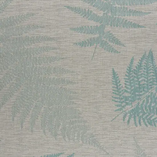 Teal Fern Leaves Indoor Outdoor Area Rug Photo 2