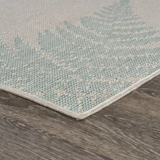 Teal Fern Leaves Indoor Outdoor Area Rug Photo 7