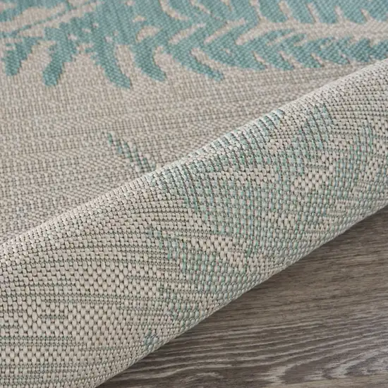 Teal Fern Leaves Indoor Outdoor Area Rug Photo 4