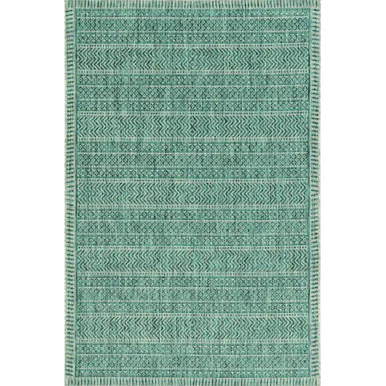 Teal Geometric Pattern Indoor Outdoor Area Rug Photo 2