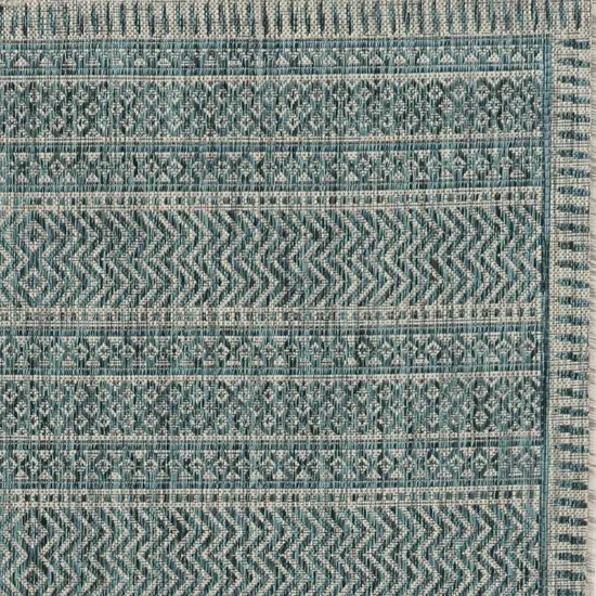 Teal Geometric Pattern Indoor Outdoor Area Rug Photo 1