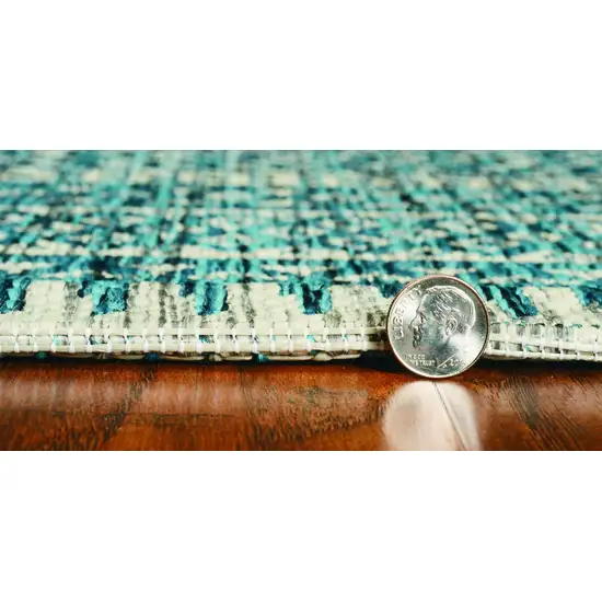 Teal Geometric Pattern Indoor Outdoor Area Rug Photo 4