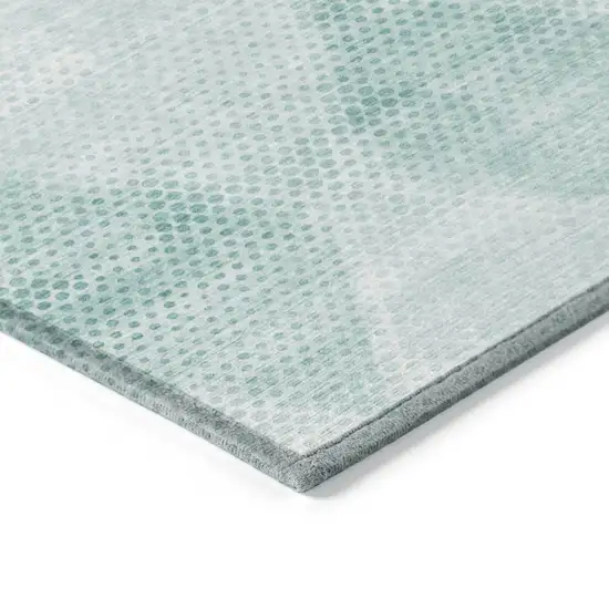 Teal Geometric Washable Non Skid Indoor Outdoor Area Rug Photo 4