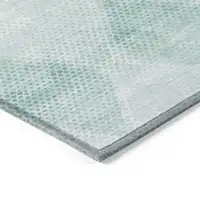 Photo of Teal Geometric Washable Non Skid Indoor Outdoor Area Rug