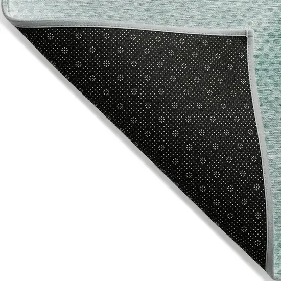 Teal Geometric Washable Non Skid Indoor Outdoor Area Rug Photo 6