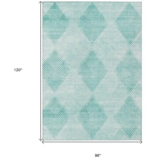 Teal Geometric Washable Non Skid Indoor Outdoor Area Rug Photo 3