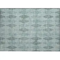 Photo of Teal Geometric Washable Non Skid Indoor Outdoor Area Rug