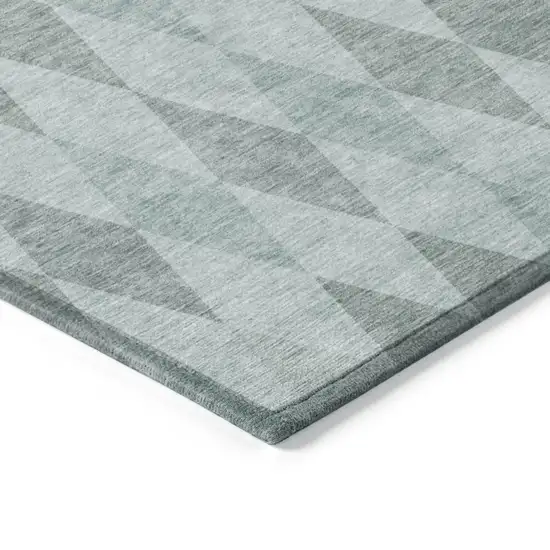 Teal Geometric Washable Non Skid Indoor Outdoor Area Rug Photo 7