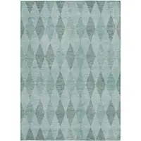 Photo of Teal Geometric Washable Non Skid Indoor Outdoor Area Rug