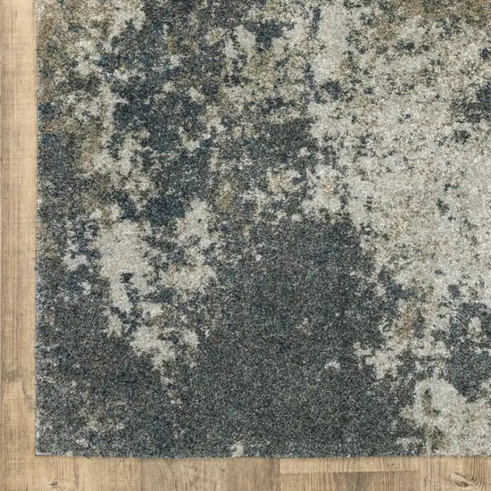 Teal Grey Tan And Beige Abstract Power Loom Stain Resistant Area Rug Photo 9