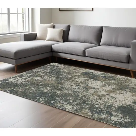 Tan and Gray Abstract Power Loom Area Rug Photo 1