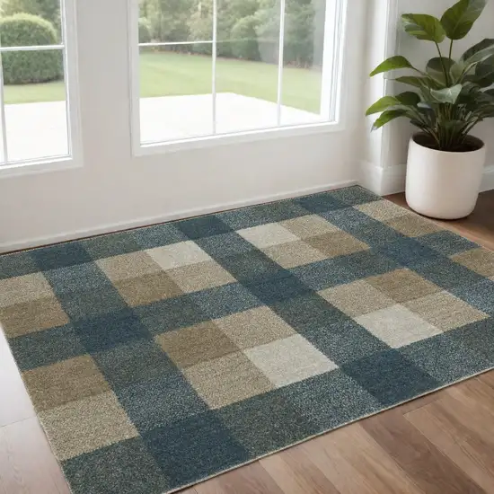 Tan and Gray Geometric Power Loom Area Rug Photo 1