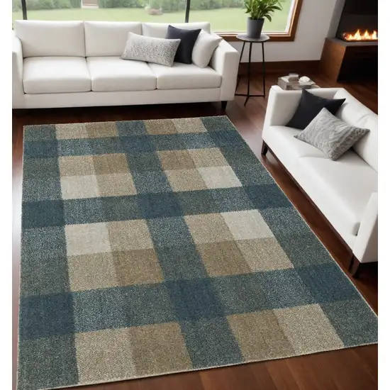 Tan and Gray Geometric Power Loom Area Rug Photo 1