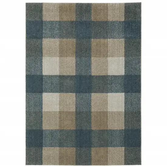 Teal Grey Tan And Beige Geometric Power Loom Stain Resistant Area Rug Photo 1