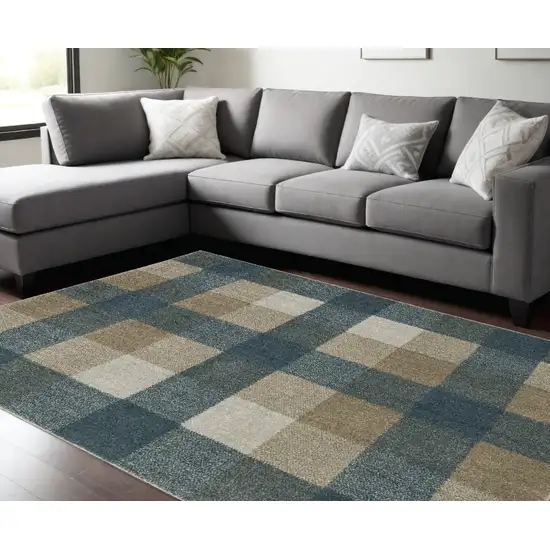 Tan and Gray Geometric Power Loom Area Rug Photo 1