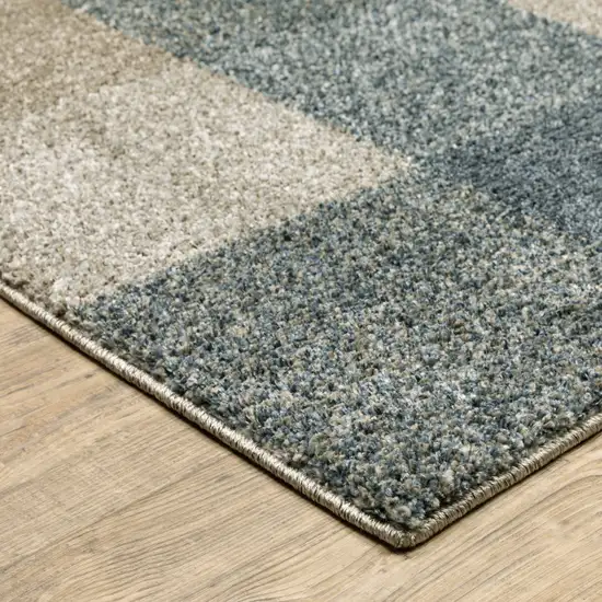 Teal Grey Tan And Beige Geometric Power Loom Stain Resistant Area Rug Photo 3