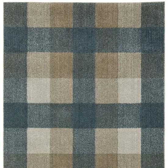 Teal Grey Tan And Beige Geometric Power Loom Stain Resistant Area Rug Photo 4