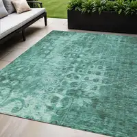 Photo of Teal Ikat Washable Non Skid Indoor Outdoor Area Rug