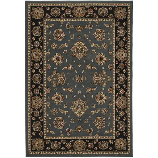 Teal Ivory And Black Floral Area Rug Photo 2