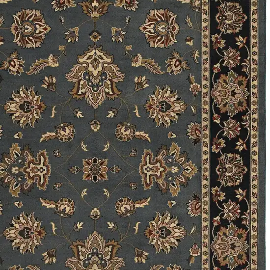 Teal Ivory And Black Floral Area Rug Photo 4