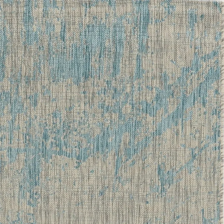 Teal Machine Woven Abstract Strokes Indoor Outdoor Area Rug Photo 2