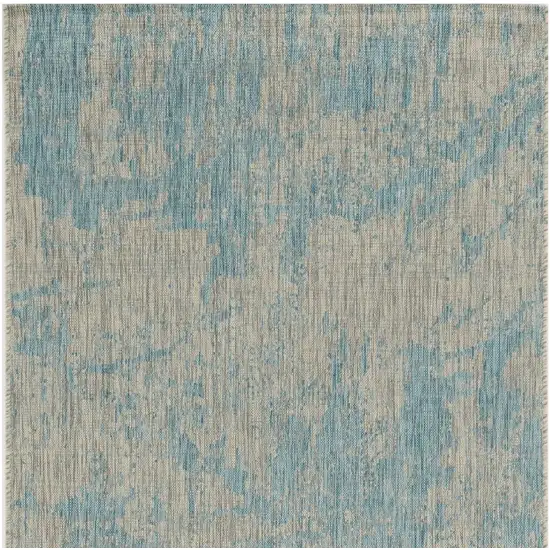 Teal Machine Woven Abstract Strokes Indoor Outdoor Area Rug Photo 8