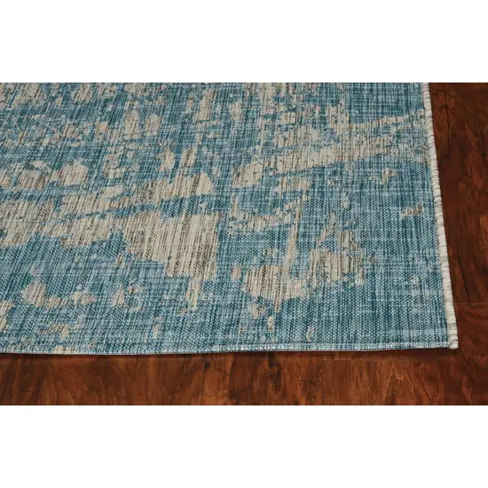 Teal Machine Woven Abstract Strokes Indoor Outdoor Area Rug Photo 3