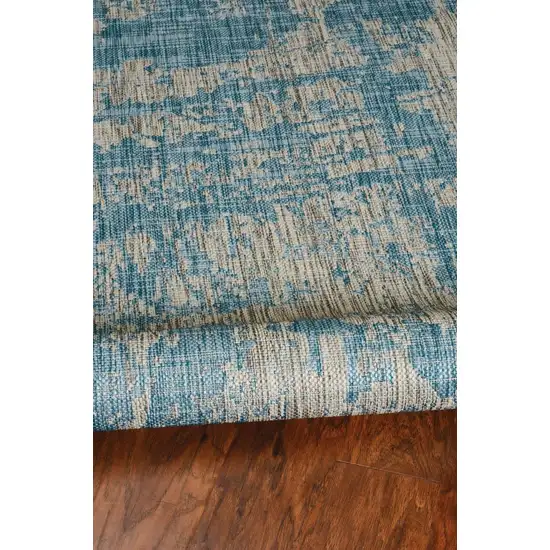 Teal Machine Woven Abstract Strokes Indoor Outdoor Area Rug Photo 4