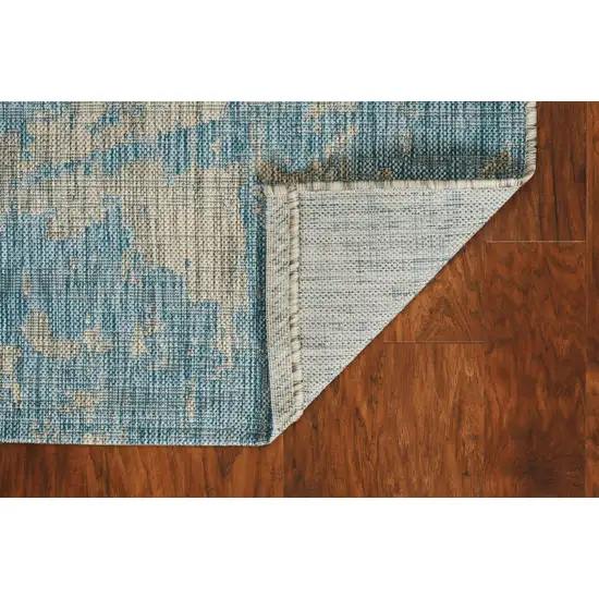 Teal Machine Woven Abstract Strokes Indoor Outdoor Area Rug Photo 6