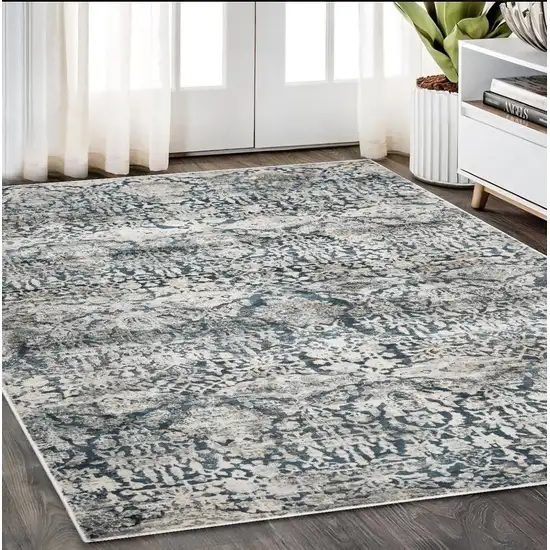 Teal Machine Woven Distressed Floral Traditional Indoor Area Rug Photo 1