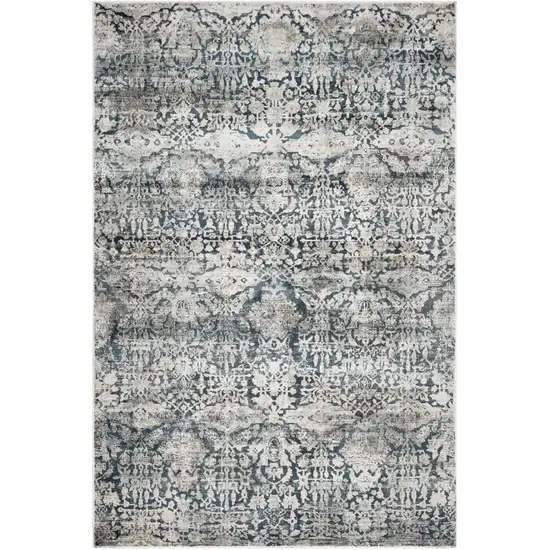 Teal Floral Area Rug Photo 2