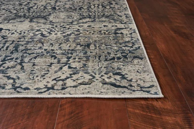 Teal Machine Woven Distressed Floral Traditional Indoor Area Rug Photo 4