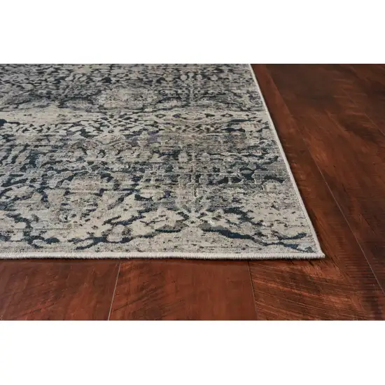 Teal Machine Woven Distressed Floral Traditional Indoor Area Rug Photo 4