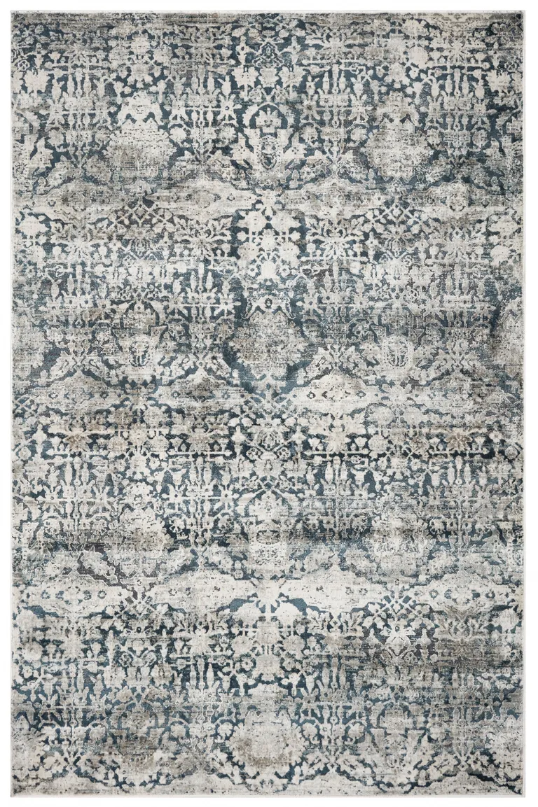 Teal Machine Woven Floral Traditional Indoor Area Rug Photo 1