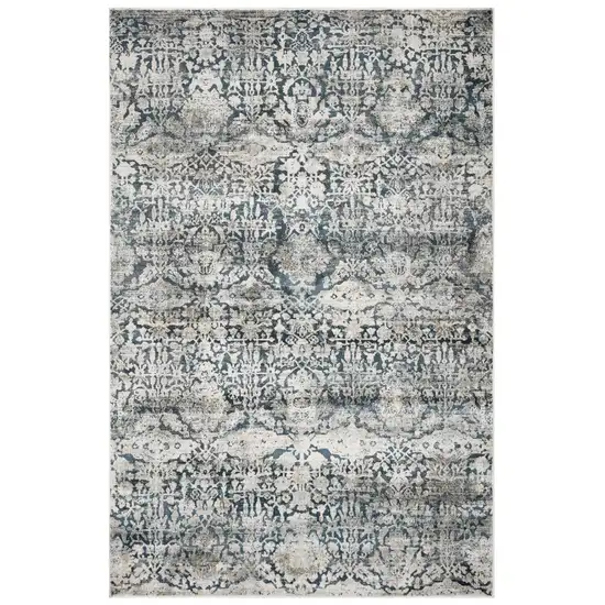 Teal Machine Woven Floral Traditional Indoor Area Rug Photo 1