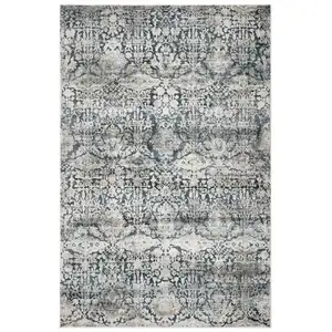 Photo of Teal Machine Woven Floral Traditional Indoor Area Rug