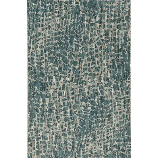 3'X4' Teal Machine Woven Uv Treated Animal Print Indoor Outdoor Accent Rug Photo 2