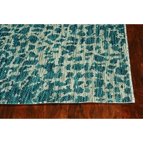 Teal Machine Woven UV Treated Animal Print Indoor Outdoor Accent Rug Photo 1