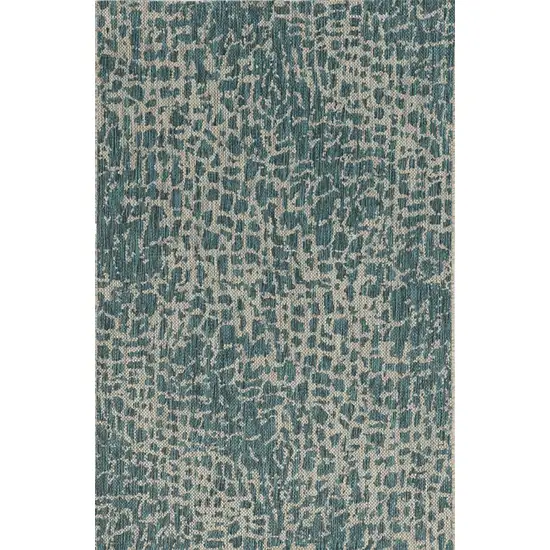 3'X4' Teal Machine Woven Uv Treated Animal Print Indoor Outdoor Accent Rug Photo 2