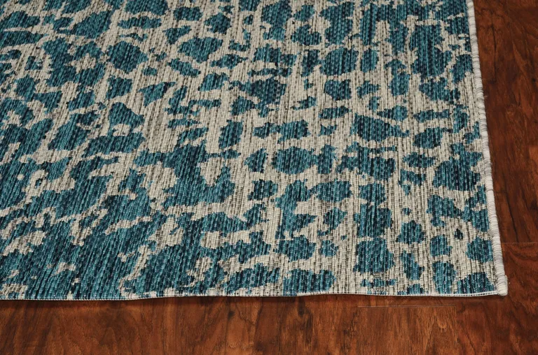 Teal Machine Woven UV Treated Animal Print Indoor Outdoor Area Rug Photo 2