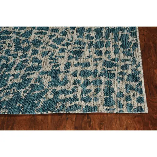 Teal Machine Woven UV Treated Animal Print Indoor Outdoor Area Rug Photo 2