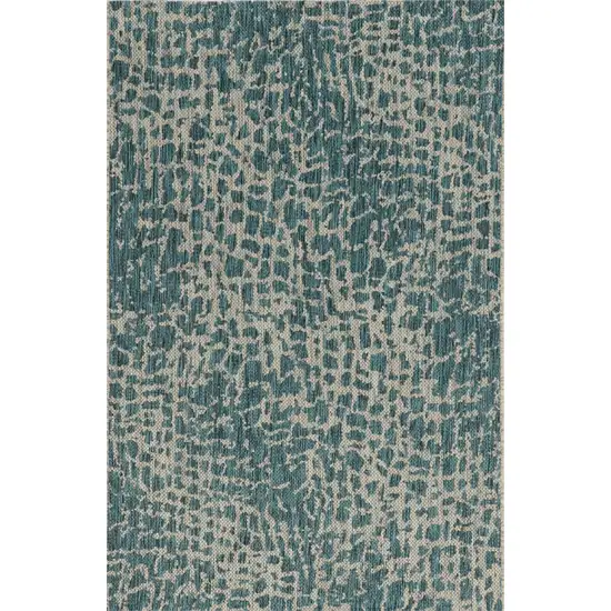 Teal Machine Woven UV Treated Animal Print Indoor Outdoor Area Rug Photo 1