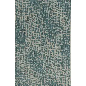 Photo of Teal Machine Woven UV Treated Animal Print Indoor Outdoor Area Rug