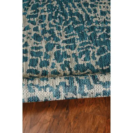 Teal Machine Woven UV Treated Animal Print Indoor Outdoor Area Rug Photo 3