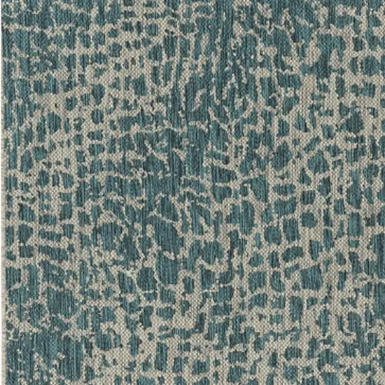 3'X5' Teal Machine Woven Uv Treated Animal Print Indoor Outdoor Area Rug Photo 5