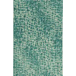 Photo of Teal Machine Woven UV Treated Animal Print Indoor Outdoor Area Rug